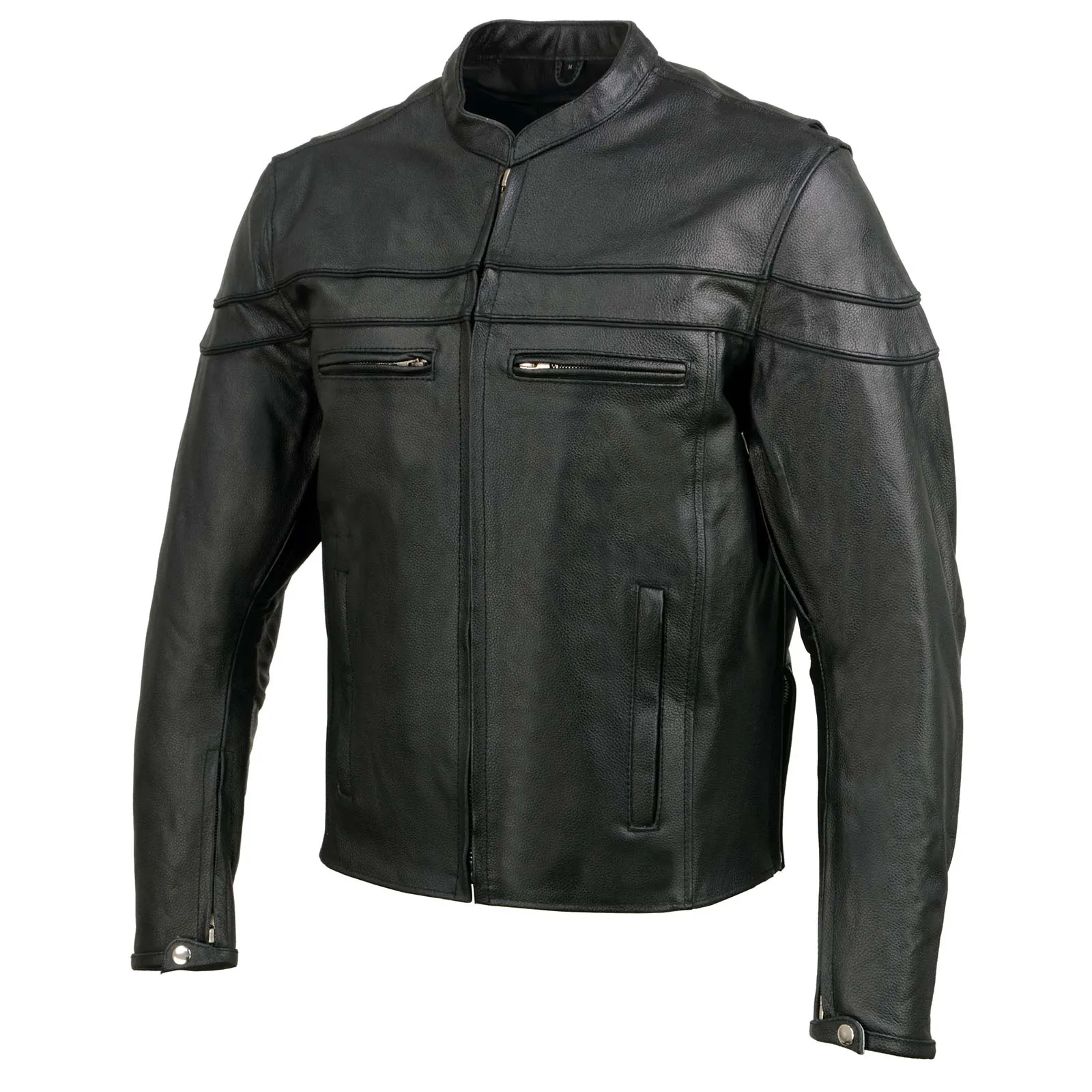 Event Leather Men's Black Sporty Scooter Crossover Motorcycle Riding Leather Jacket EL1408