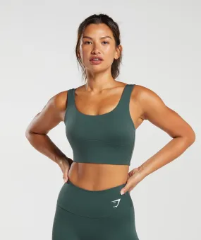 Gymshark Longline Sports Bra - Fog Green