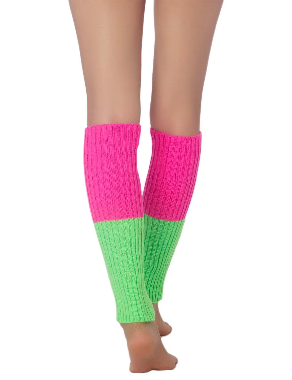 iB-iP Women's Leg Warmers Ballet Dancers Neon Lime Green Warm Aerobics Costume