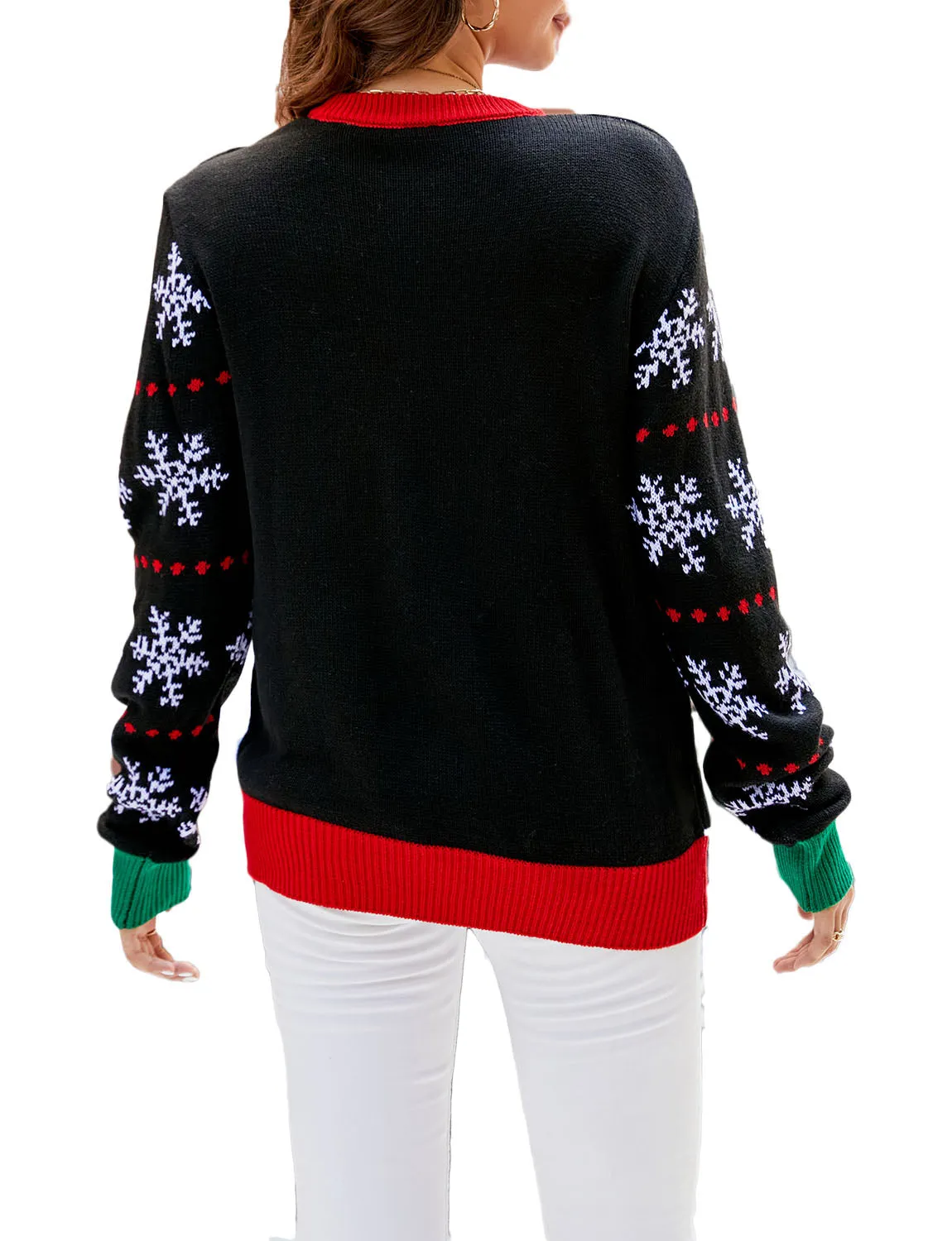 iB-iP Women's Santa Claus Casual Christmas Top Long Sleeve Pullover Sweater