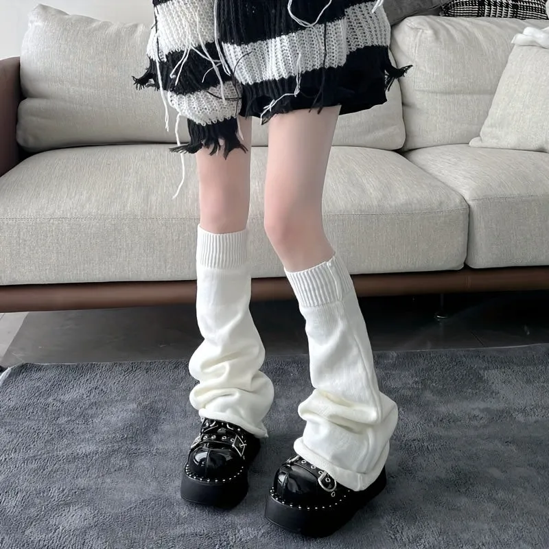 Kawaii Knee High Socks Trendy Striped Leg Warmers for Women