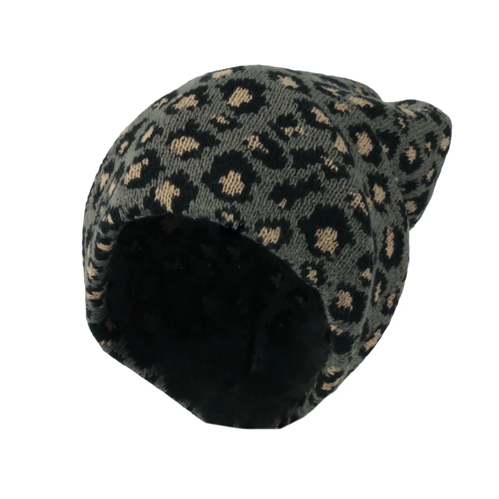 Knitted Beanie Leopard Pattern Hat Soft Warm Watch Cap XZ50073