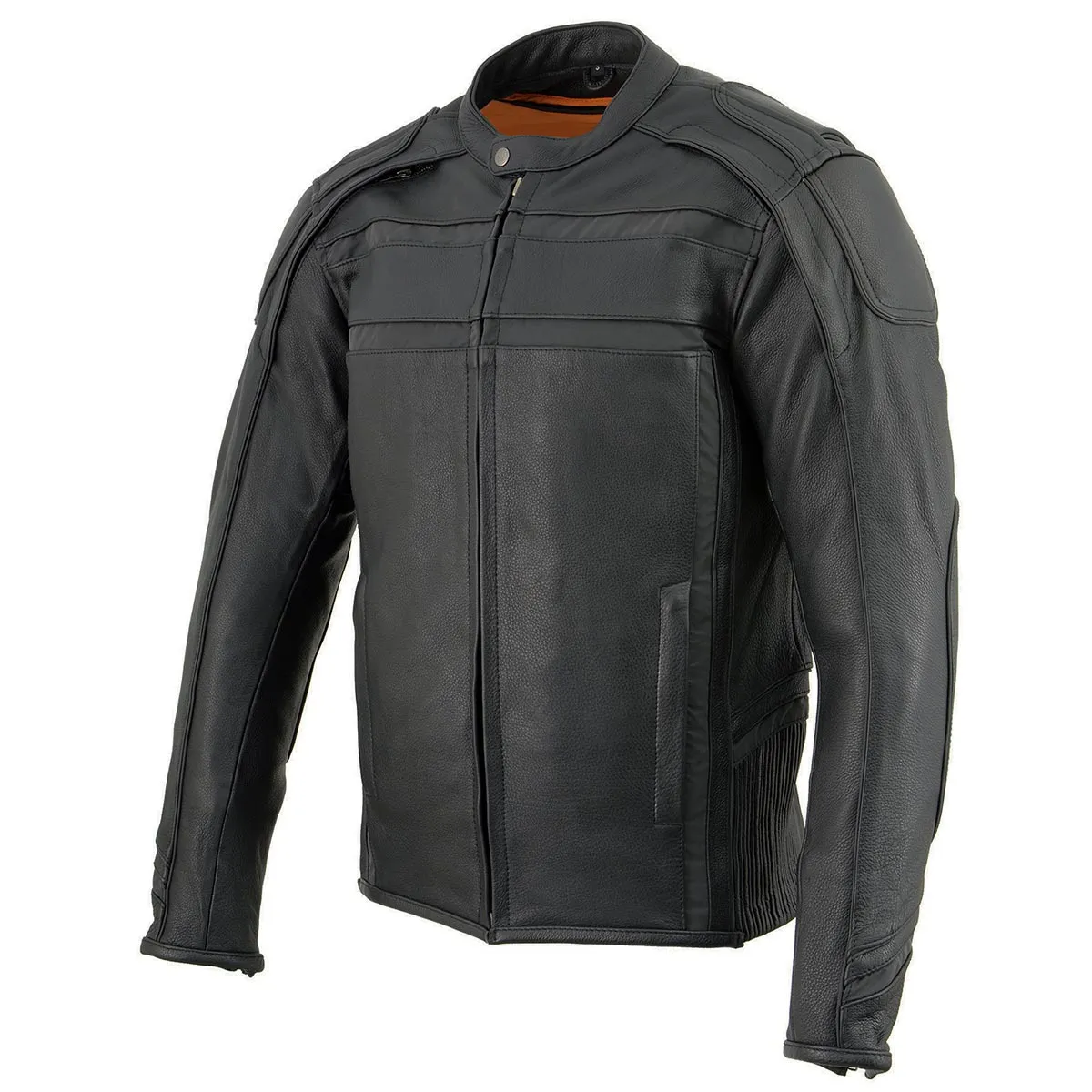 Milwaukee Leather ML2083 Men's Black Vented Reflective Leather Jacket