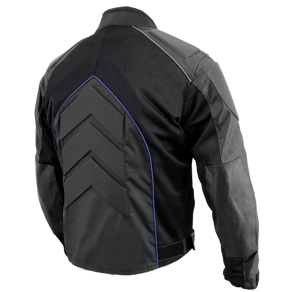 NexGen SH2153 Men's Black and Blue Armored Moto Textile and Leather