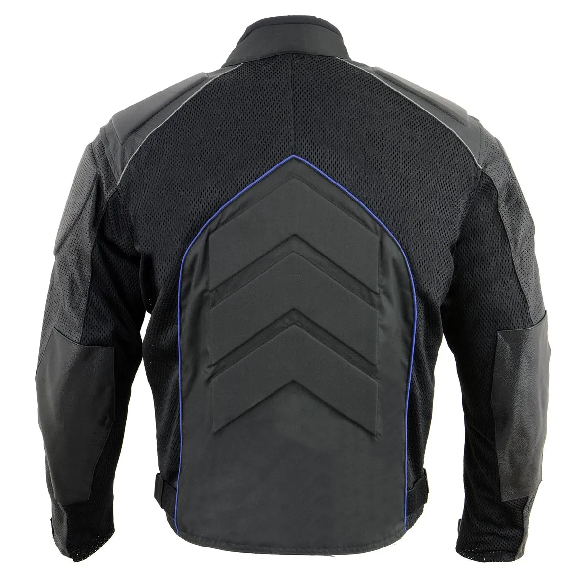 NexGen SH2153 Men's Black and Blue Armored Moto Textile and Leather