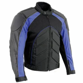 NexGen SH2153 Men's Black and Blue Armored Moto Textile and Leather