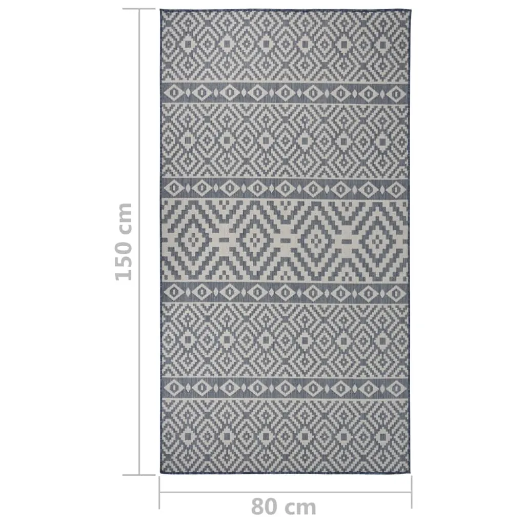 Outdoor Flatweave Rug 80x150 cm Blue Stripes