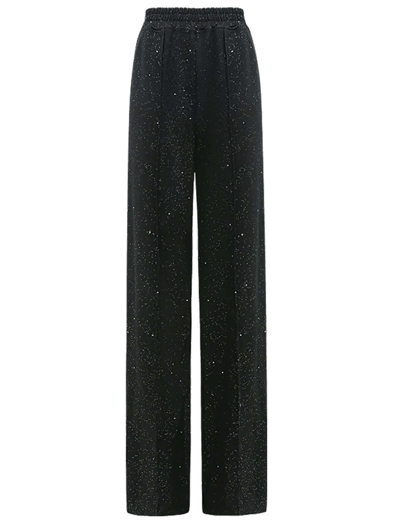 Straight Cut Sequined Black Pants